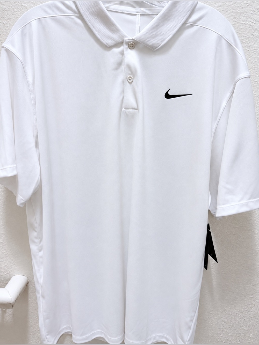 Nike Men’s Dri-FIT White Polo Shirt Black Swoosh XL NWT